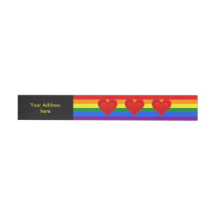 RAINBOW FLAG COLORS & red heart + your ideas Wraparound Address Label
