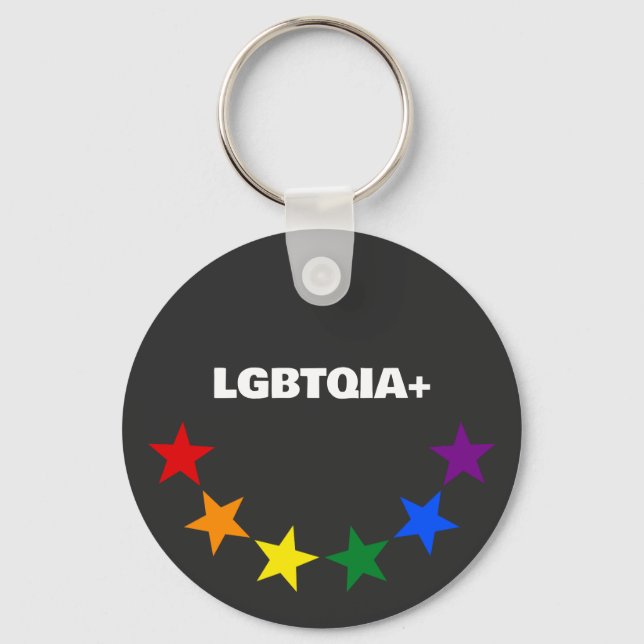 RAINBOW FLAG COLORS STARS + your ideas Keychain (Front)