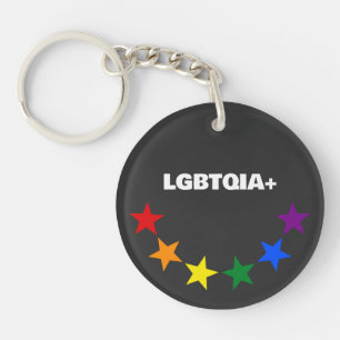 RAINBOW FLAG COLORS STARS + your ideas Keychain