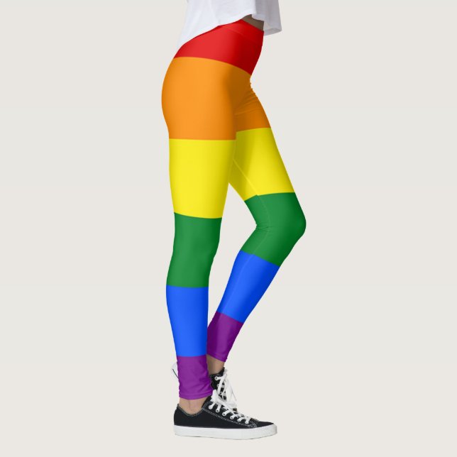 RAINBOW FLAG COLORS stripes + your ideas Leggings (Right)