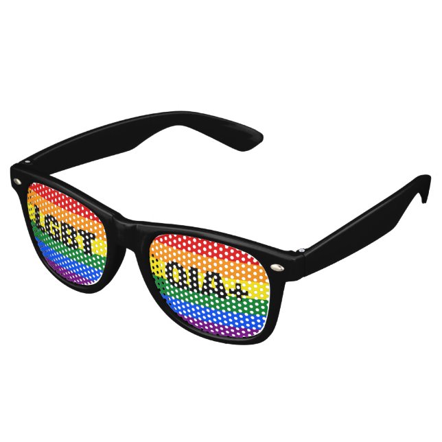 RAINBOW FLAG COLORS STRIPES + your ideas Retro Sunglasses (Angled)