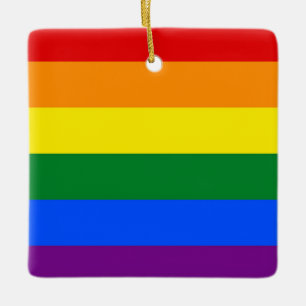RAINBOW FLAG COLORS + your ideas Ceramic Ornament