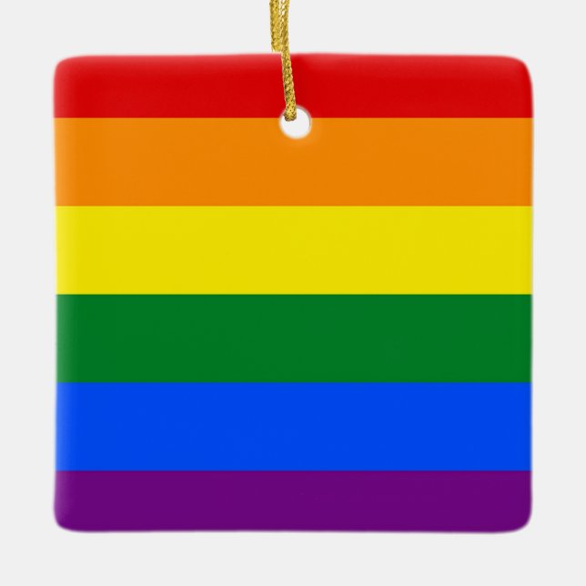 RAINBOW FLAG COLORS + your ideas Ceramic Ornament (Front)