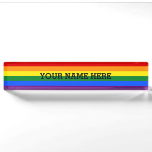 RAINBOW FLAG COLORS + your text Nameplate