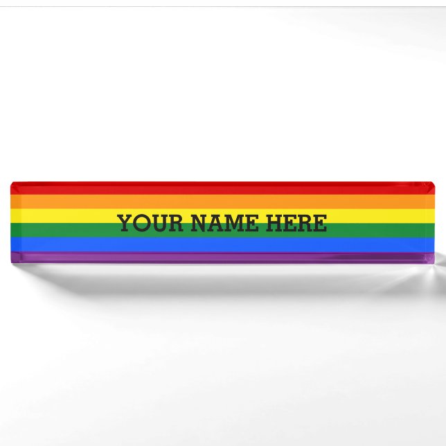 RAINBOW FLAG COLORS + your text Nameplate (Front)
