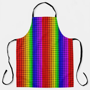 Rainbow Flag Colours Gay Plaid Design GLBTQ Apron
