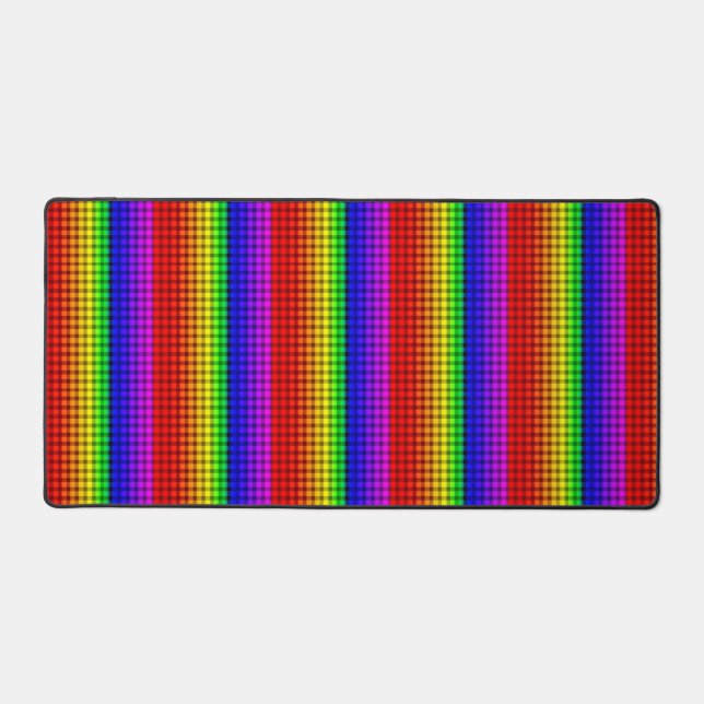 Rainbow Flag Colours Gay Plaid Design GLBTQ Desk Mat (Front)