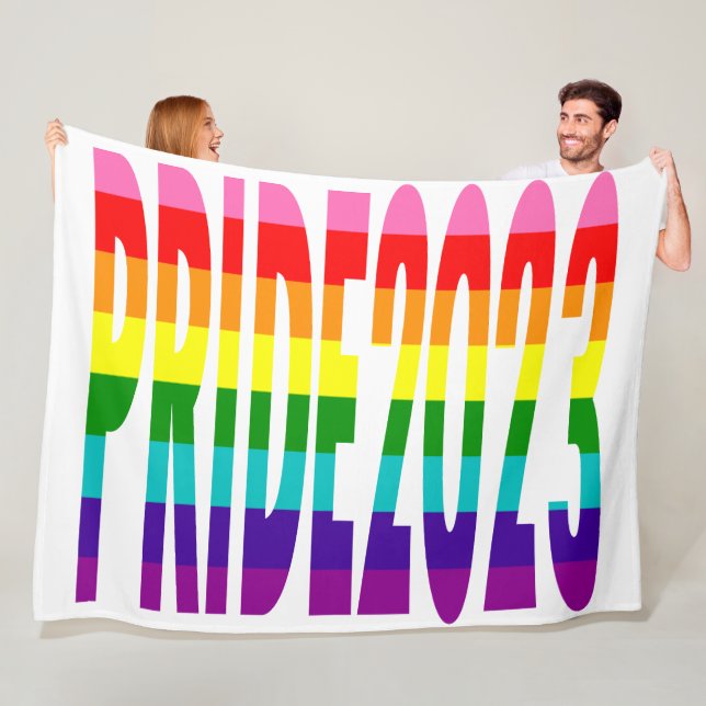 Rainbow Flag Colours Typography LGBT Gay Pride Fle Fleece Blanket (In Situ)