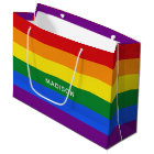 Rainbow Flag custom name large gift bag