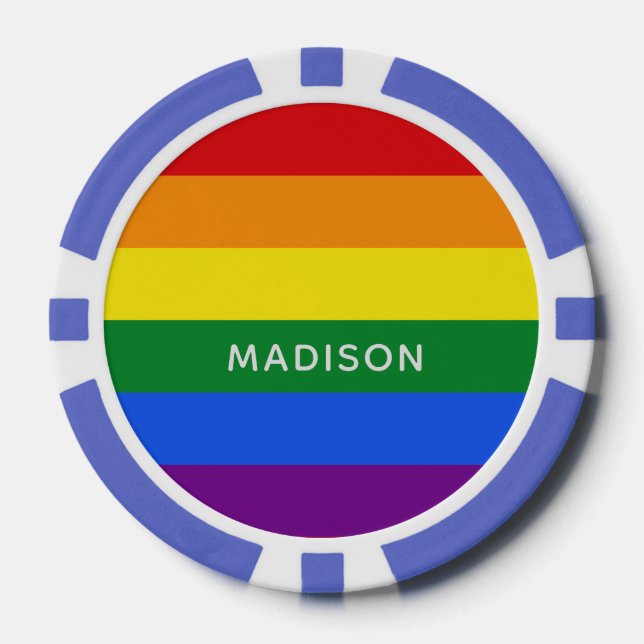 Rainbow Flag custom name poker chips (Front)