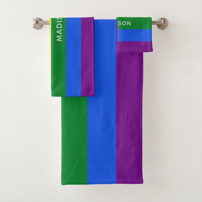 Rainbow Flag custom name towel set (Insitu)