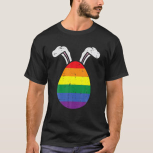 Rainbow Flag Egg Bunny Ears Gay Pride Easter LGBT T-Shirt