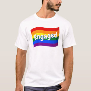 Rainbow Flag Engaged getting married LGBT LGBTQ T-Shirt
