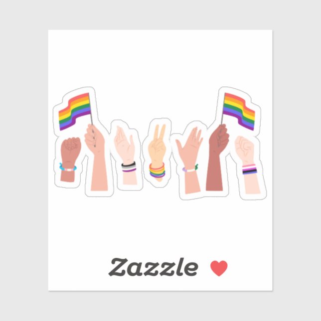 Rainbow Flag Flying Gay Pride Flag in Hand LGBTQ  (Sheet)