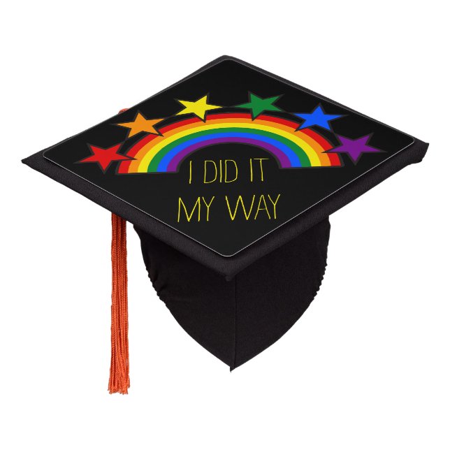 RAINBOW FLAG GARLAND STARS III + your ideas Graduation Cap Topper (Angled)