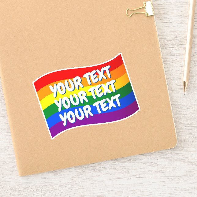Rainbow Flag Gay Pride custom text up to 3 lines (Notebook)