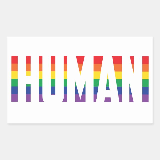 Rainbow flag gay pride human cut-out text  sticker (Front)