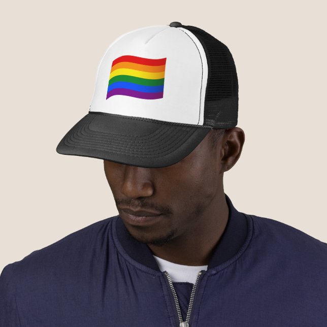 Rainbow Flag Gay Pride LGBT LGBTQ love is love Trucker Hat (In Situ)