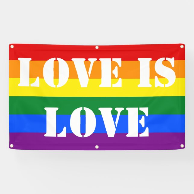 Rainbow Flag Gay Pride LGBT Love is Love Banner (Horizontal)