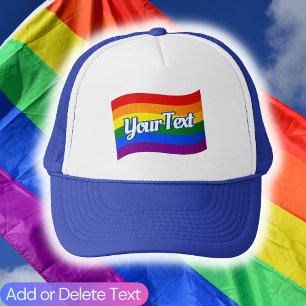 Rainbow Flag Gay Pride LGBTQ Pride custom text Trucker Hat