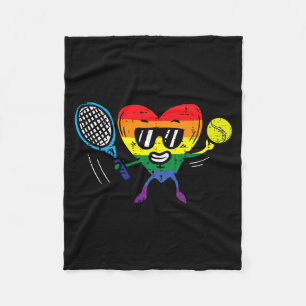 Rainbow Flag Heart Tennis Gay Pride Month LGBTQ Fleece Blanket