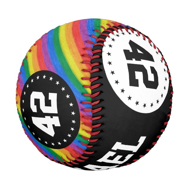 Rainbow Flag knitting Stripes seamless pattern Baseball (Angled)