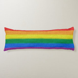 Rainbow Flag knitting Stripes seamless pattern Body Pillow