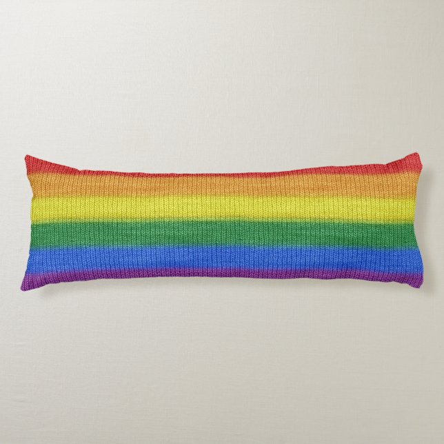 Rainbow Flag knitting Stripes seamless pattern Body Pillow (Front)