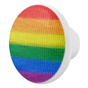 Rainbow Flag knitting Stripes seamless pattern Ceramic Knob