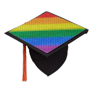 Rainbow Flag knitting Stripes seamless pattern Graduation Cap Topper