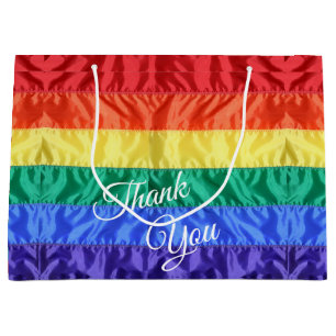 Rainbow flag LGBT LGBTQ+ rainbow stripes gay pride Large Gift Bag