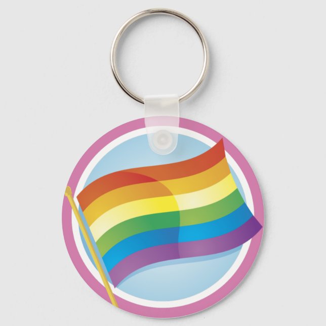 Rainbow Flag Logo Style Keychain (Front)