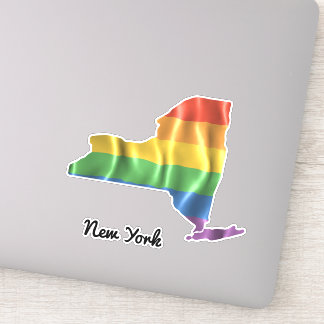 Rainbow Flag New York NY State Outline