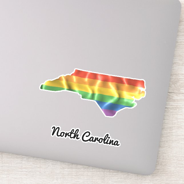 Rainbow Flag North Carolina NC State Outline (Detail)