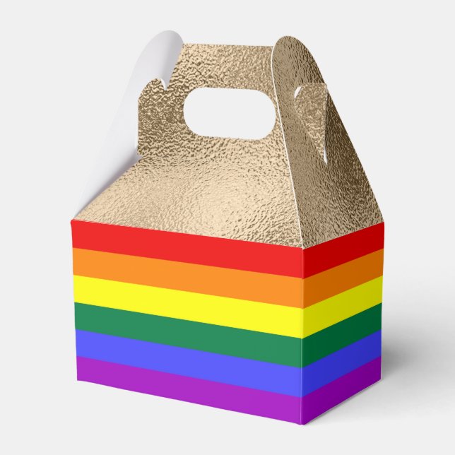 Rainbow Flag on Gold Favor Box (Front Side)