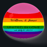 Rainbow Flag Original 8 Stripes LGBT Gay Marriage  Paperweight<br><div class="desc">Paperweight, Gay Marriage Rainbow Gay Pride LGBT Original 8 Stripes Flag Unique Wedding Gift with Custom Text: United in Love, Add Name Couple, Date and Your Text Rainbow Gay Pride LGBT Original 8 Stripes Colours Flag, Original eight-stripe version designed by Gilbert Baker in 1978, you can change or delete all...</div>