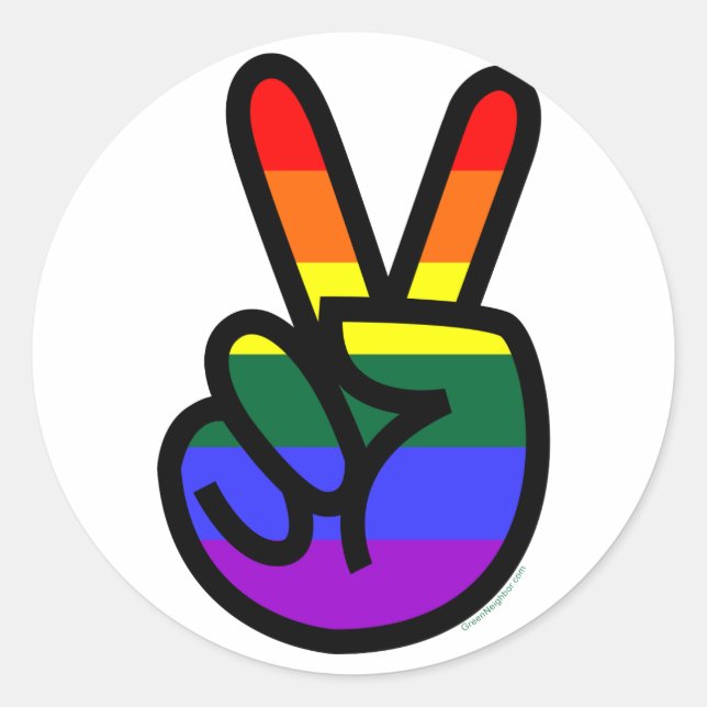 Rainbow Flag Peace Classic Round Sticker (Front)