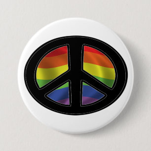Rainbow Flag Peace Symbol Button