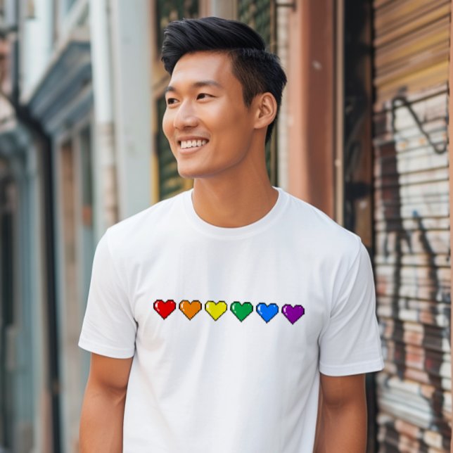Rainbow Flag Pixel Heart T-Shirt (Creator Uploaded)