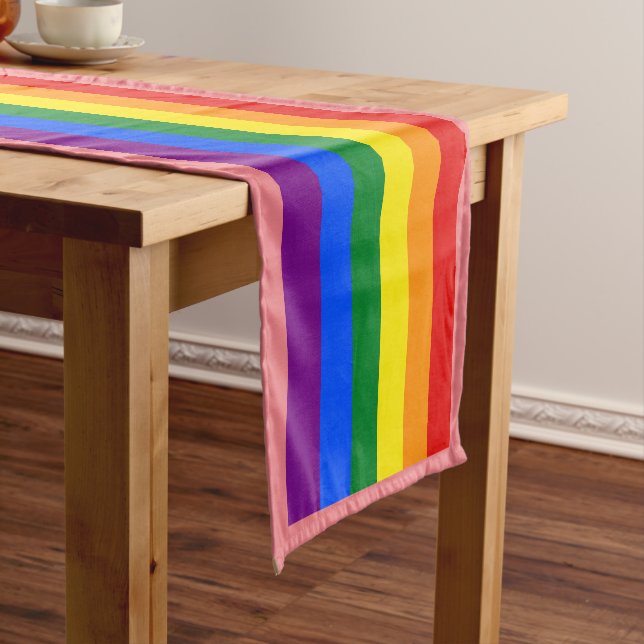 Rainbow Flag & Pride, LGBT community /stripes flag Short Table Runner (In Situ)