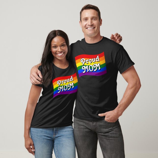 Rainbow Flag Proud Mom PFLAG proud parent LGBTQ  T-Shirt (Unisex)