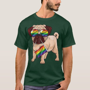 Rainbow Flag Pug Dog Gay Pride LGBTQ LGBT Pride Mo T-Shirt