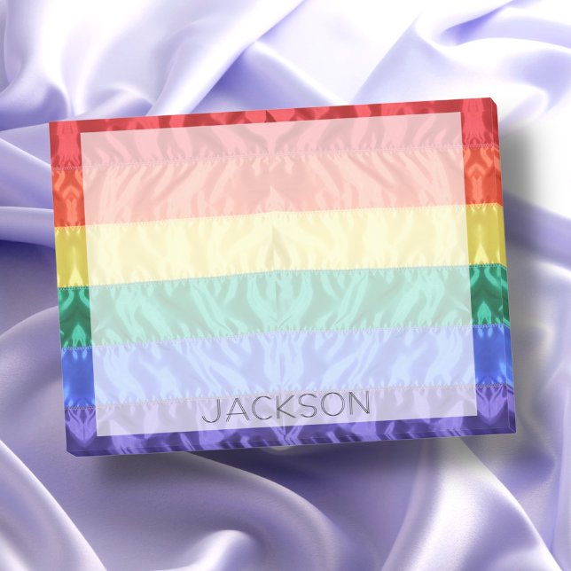 Rainbow flag rainbow stripes LGBTQ custom name Post-it Notes (Creator Uploaded)