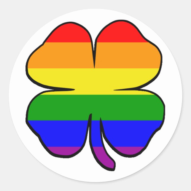 Rainbow Flag Shamrock Classic Round Sticker (Front)