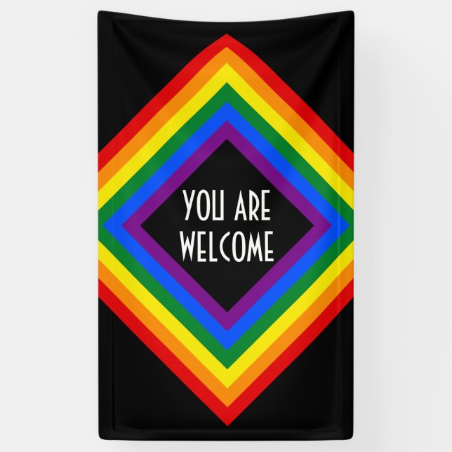 RAINBOW FLAG square frame + your ideas Banner (Vertical)