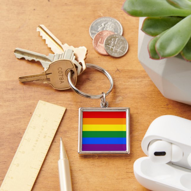RAINBOW FLAG - STRIPES - LGBT colours Keychain (Desk)
