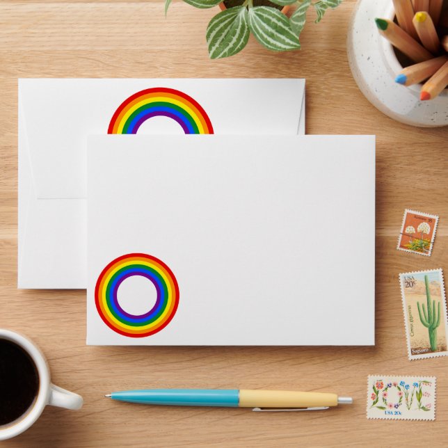 RAINBOW FLAG - STRIPES - LGBT colours Rings Envelope (Desk)