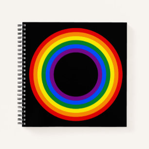 RAINBOW FLAG - STRIPES - LGBT colours Rings Notebook