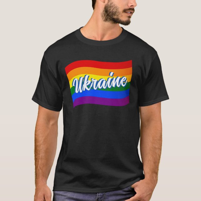 Rainbow Flag Ukraine Ukrainian Gay Pride LGBT T-Shirt (Front)