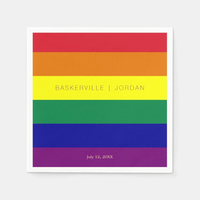 Rainbow Flag Wedding Napkin (Front)